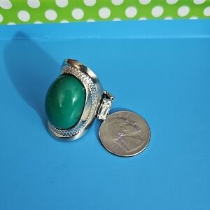Silver and Green Statement Ring